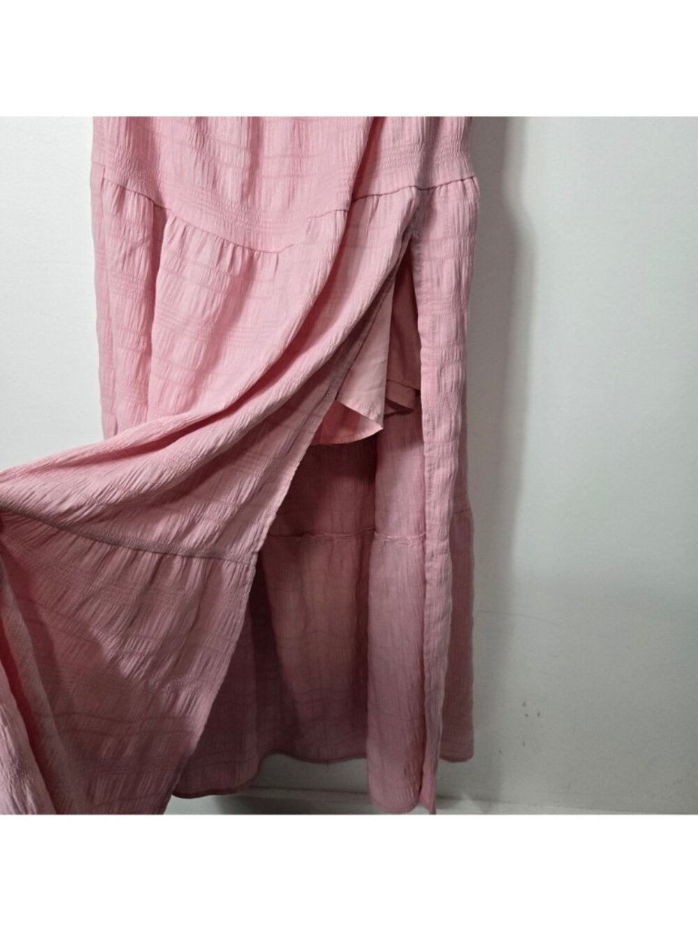 OULESIS Size XL Pink Milkmaid Y2K Maxi Dress Side Slits Coquette - Picture 6 of 10